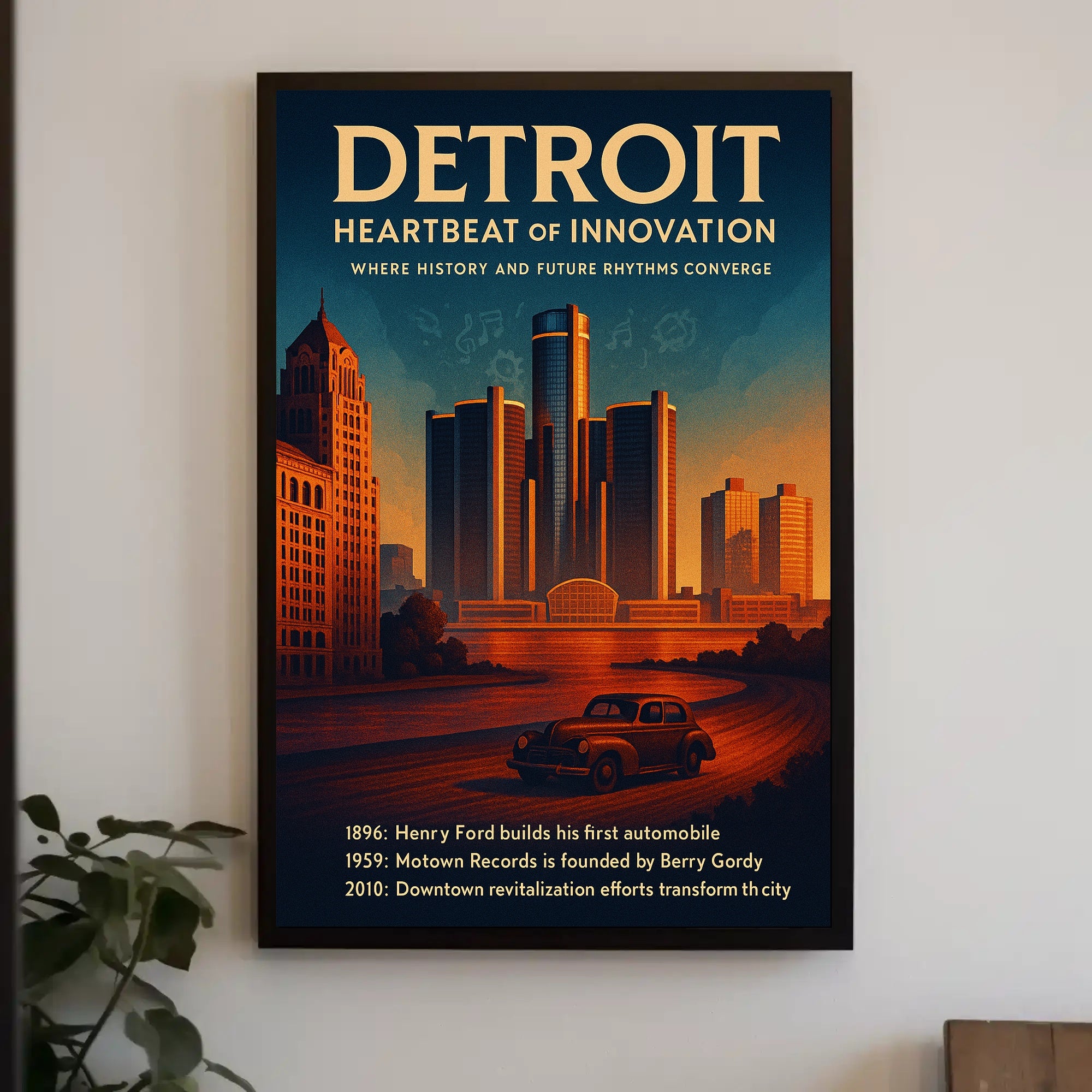 Detroit Heartbeat of Innovation Poster Art Print PosterGoat