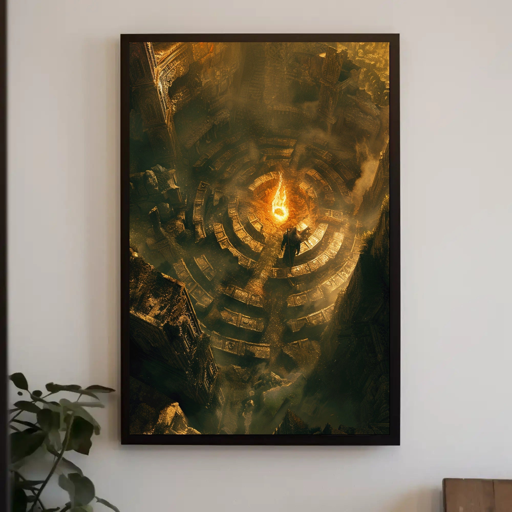 Ancient Mystical Arena in Fiery Light Fantasy Poster PosterGoat