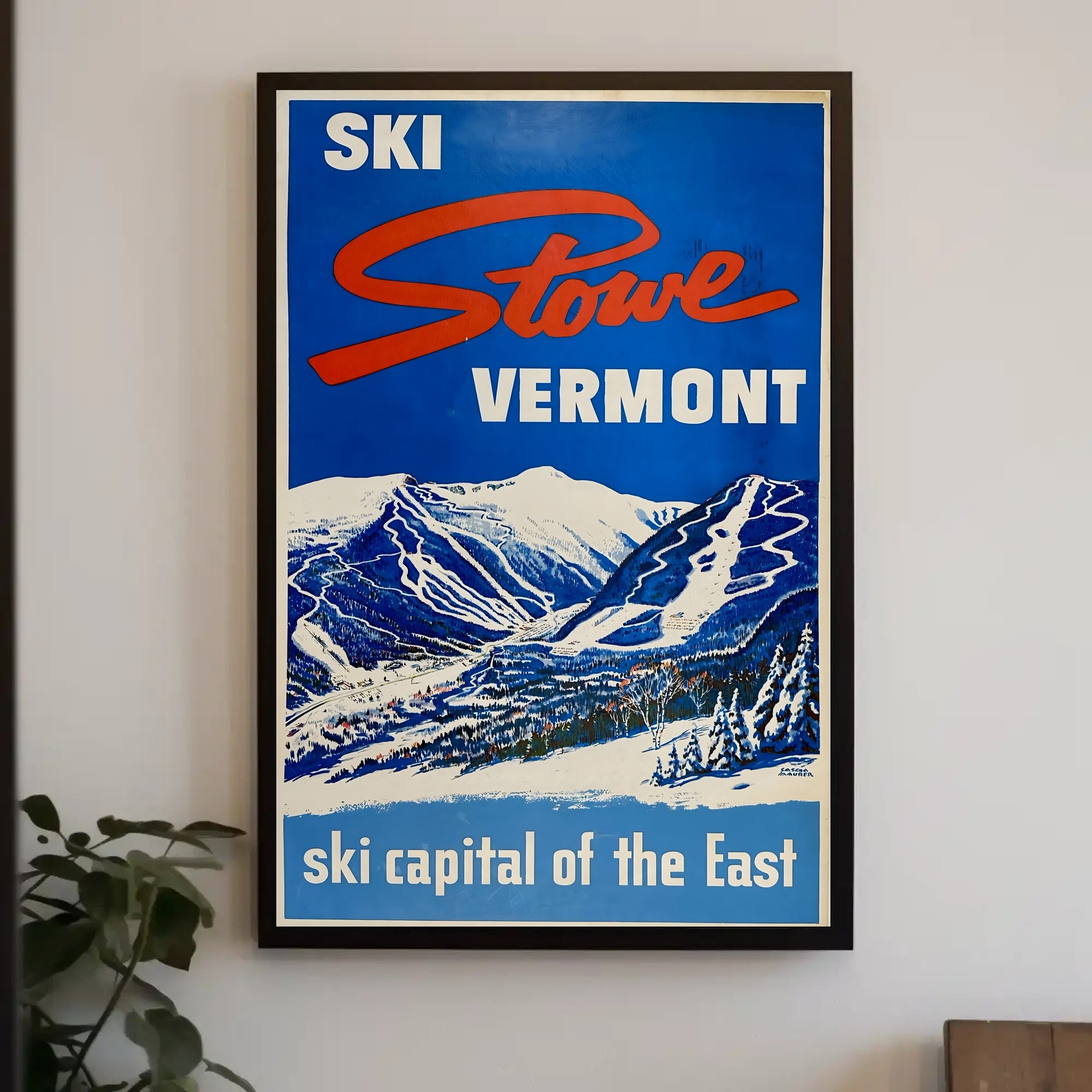 Vintage Ski Adventure in Stowe Travel Poster PosterGoat