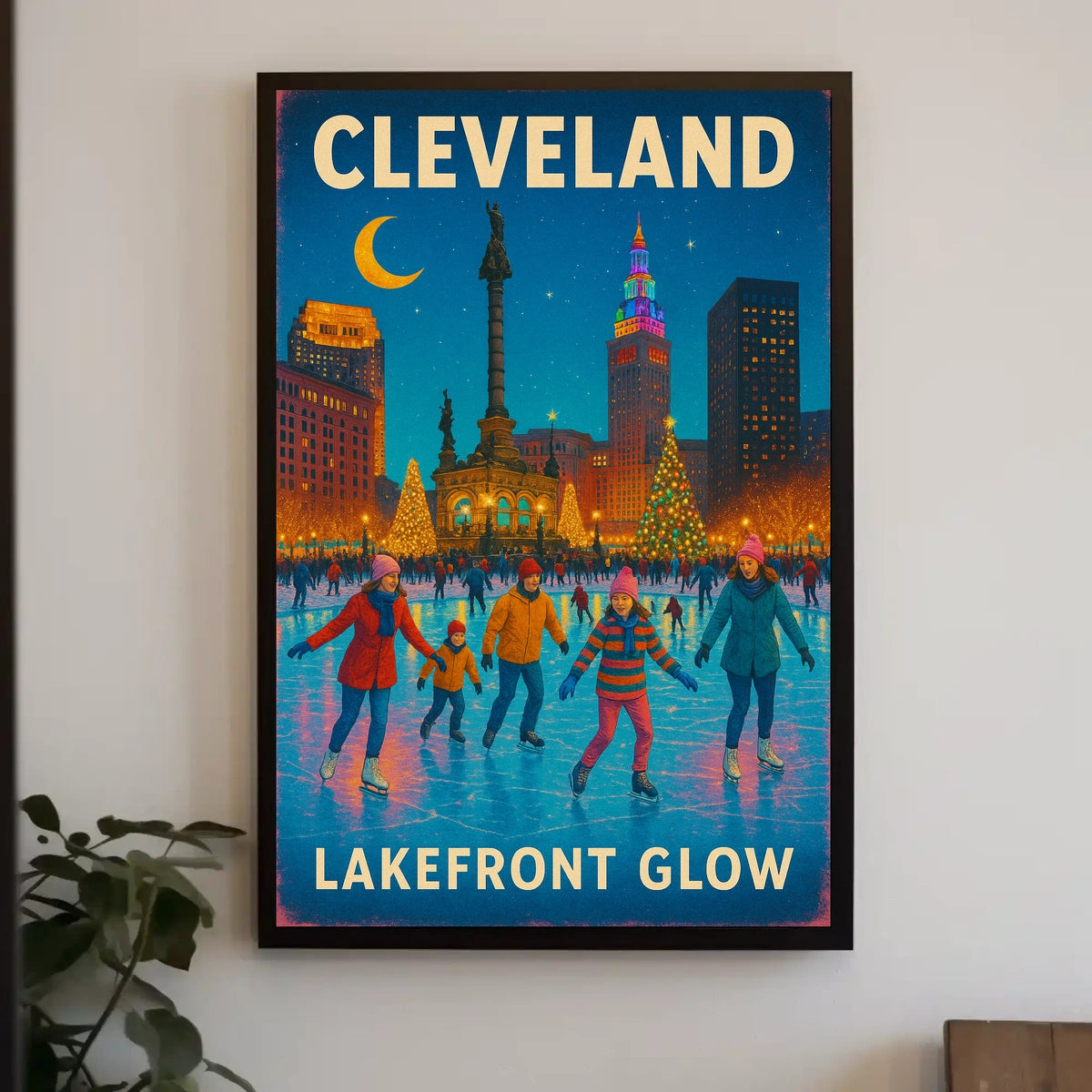 Cleveland Lakefront Glow Poster