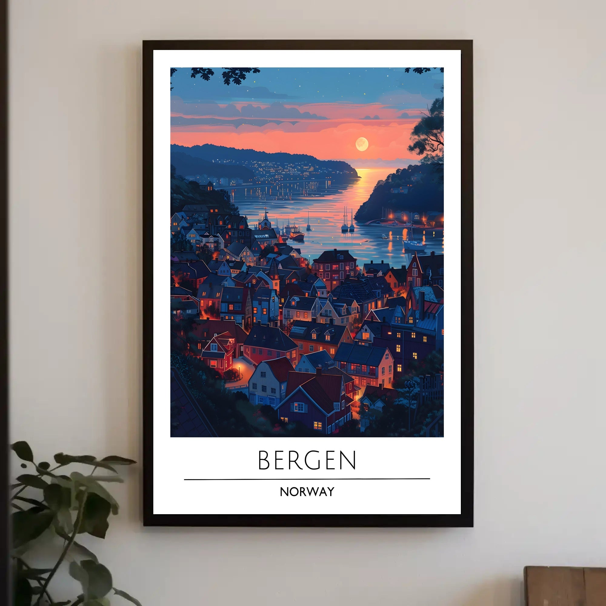 Bergen Sunset View Travel Poster