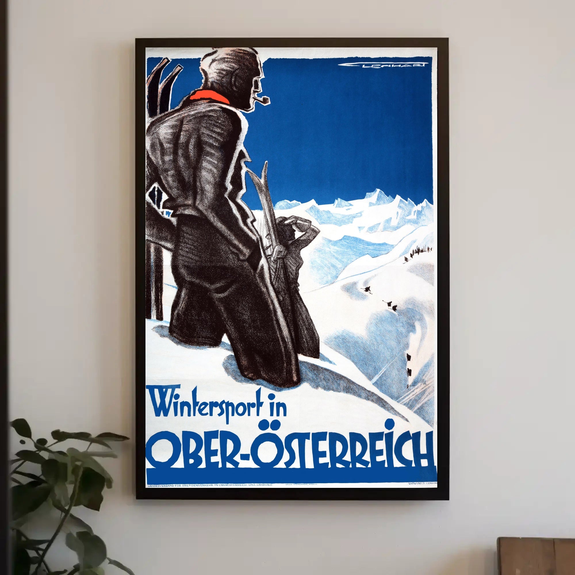 Vintage Upper Austria Skiing Adventure Travel Poster PosterGoat