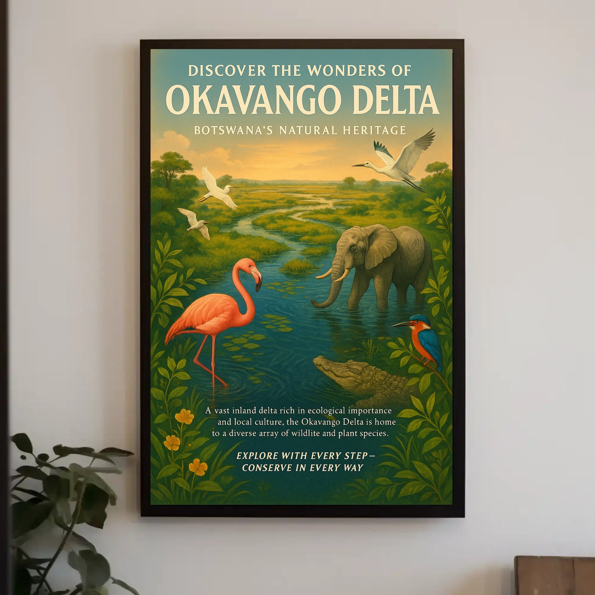 Okavango Delta Scenic Poster Vintage Travel Print