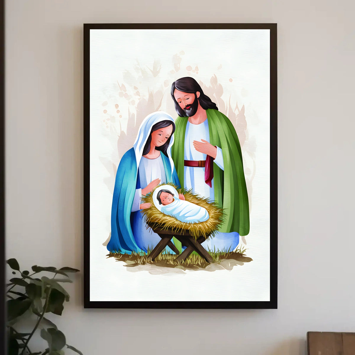 Nativity Scene Illustration Poster