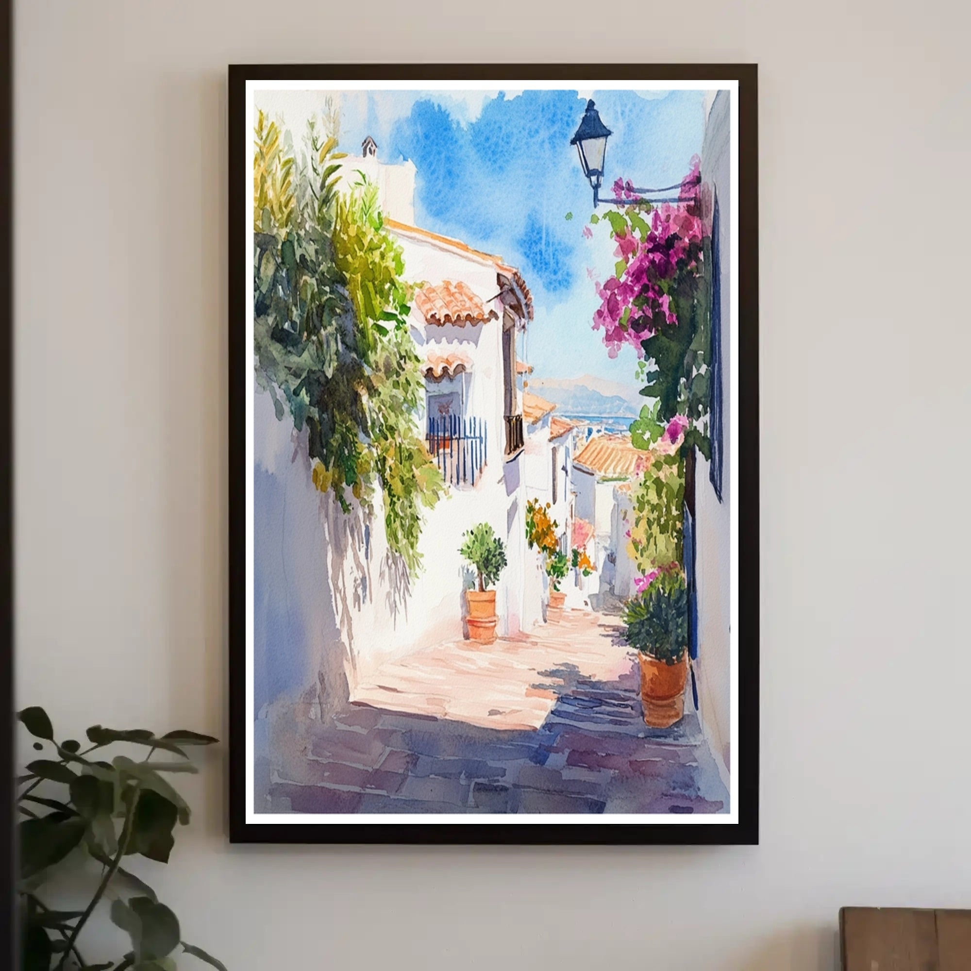 Sunlit Mediterranean Alley Poster PosterGoat