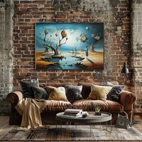 Surreal Time Landscape with Barren Trees Artistic Poster