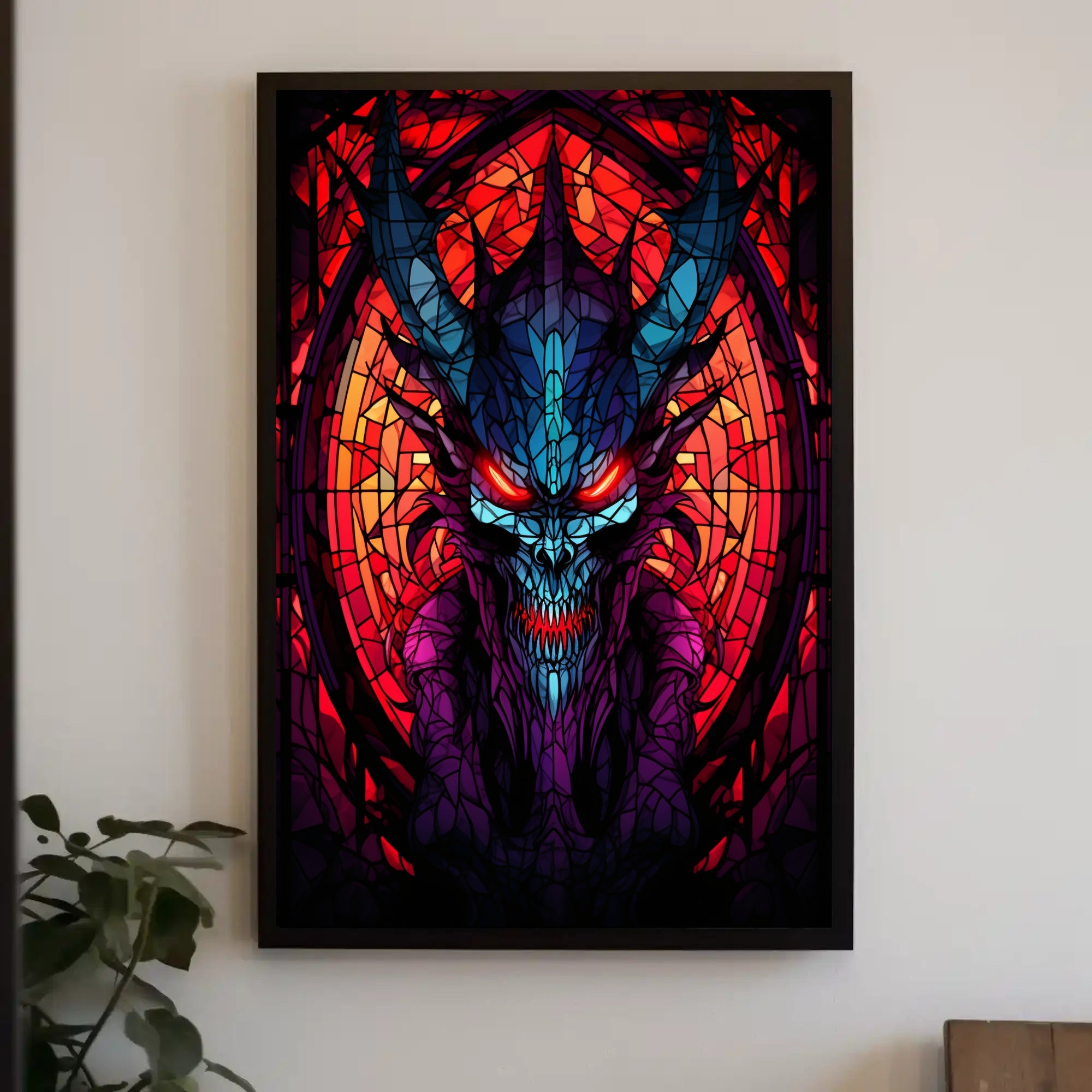 Stained Glass Demon Poster PosterGoat