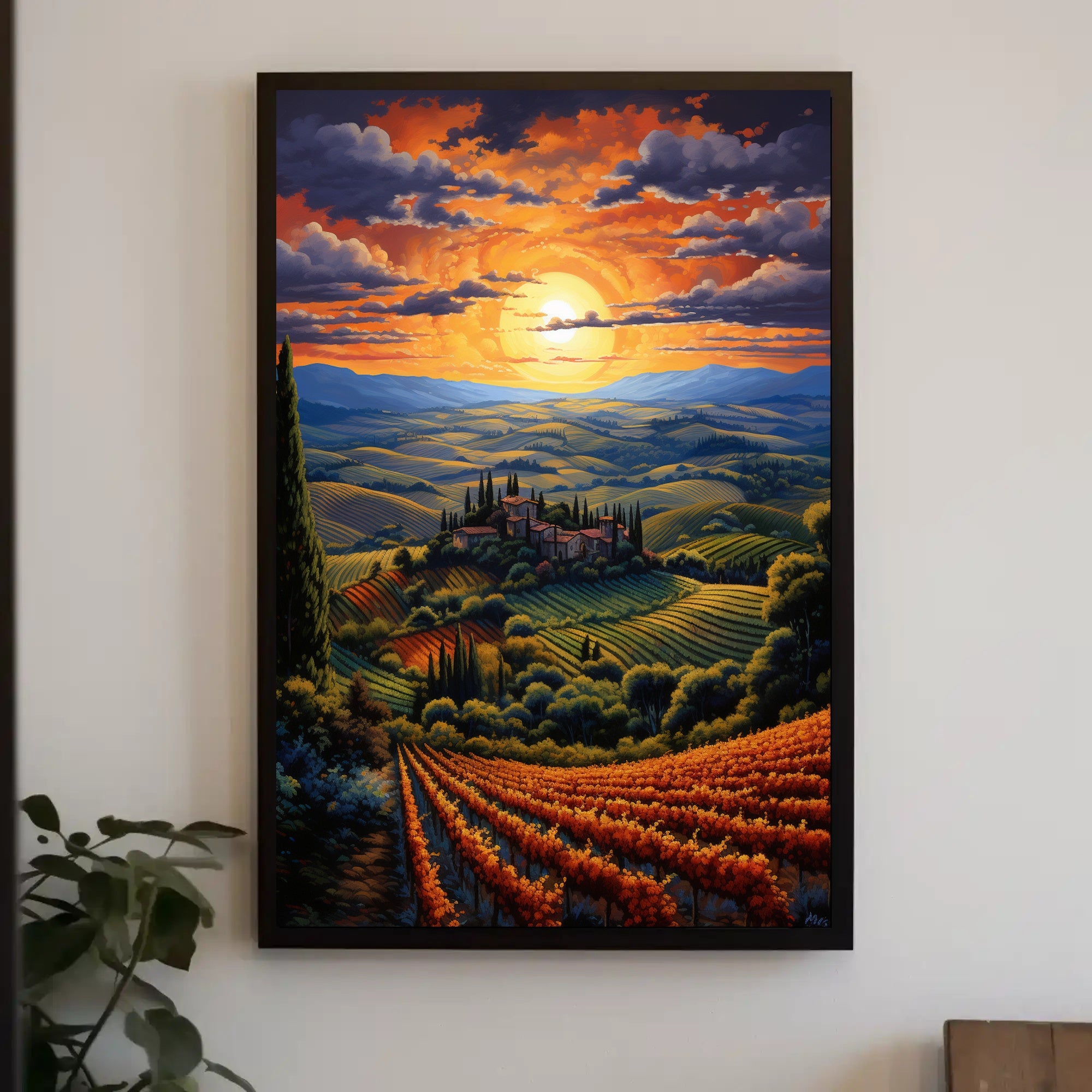 Sunset Over Tuscan Hills Poster