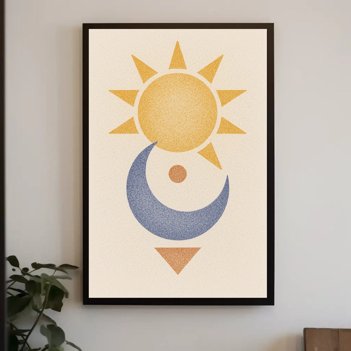 Stylized Sun and Moon Abstract Artistic Poster