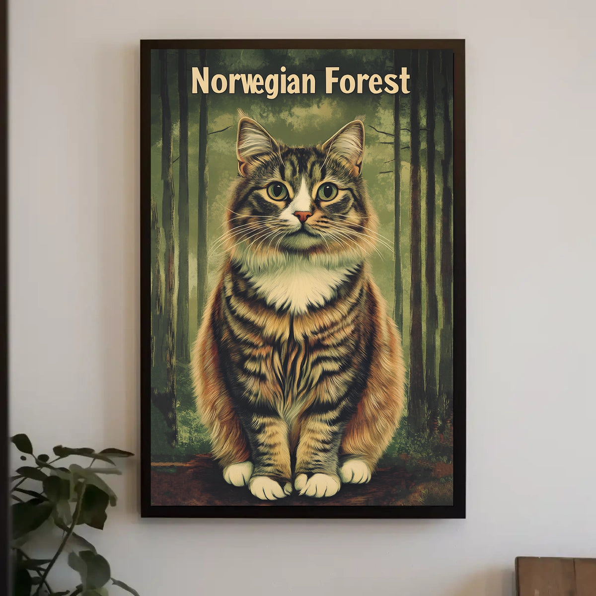 Norwegian Forest Cat Portrait Art Print Decor Poster