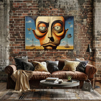 Surreal Face and Whimsical Desert Artistic Poster