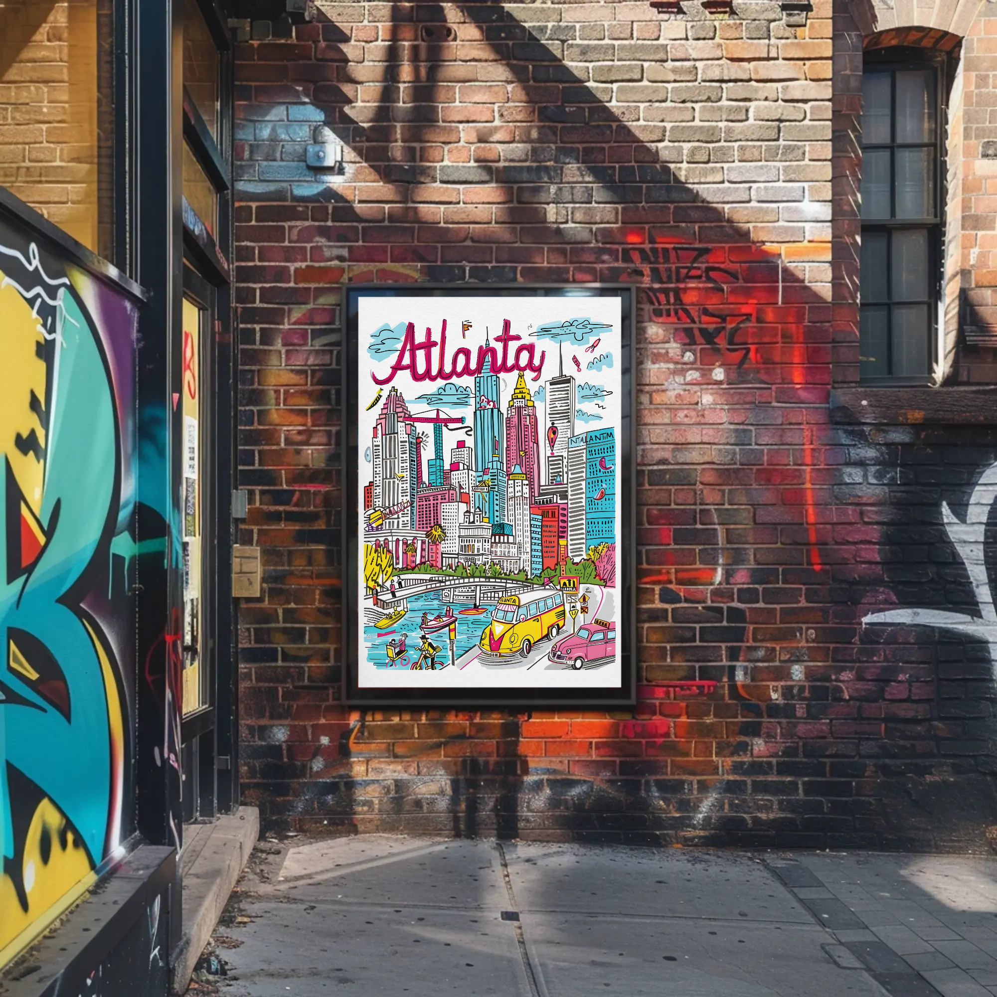 Atlanta Georgia Colorful Downtown Cityscape Travel Poster