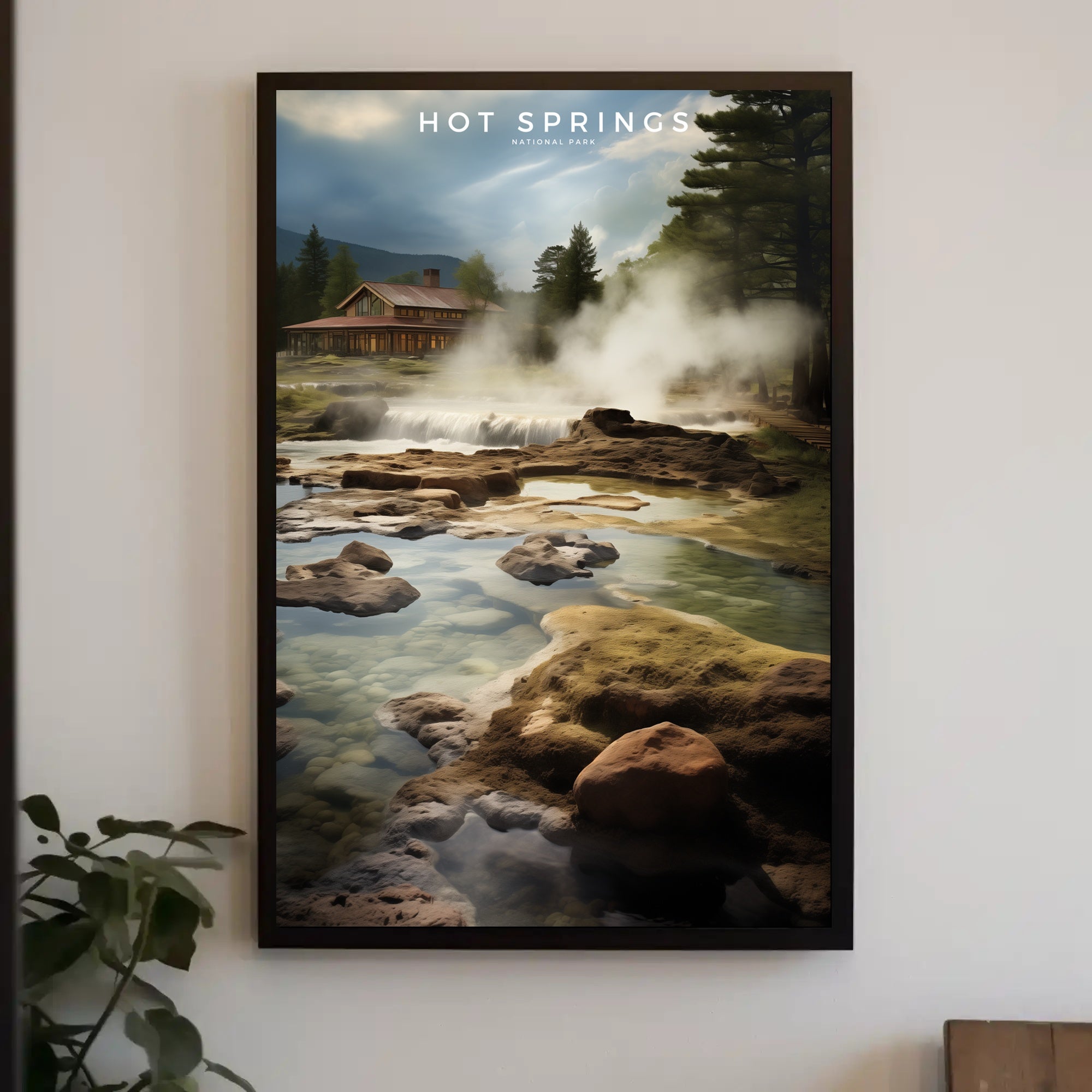Hot Springs Tranquil Travel Poster Wall Art