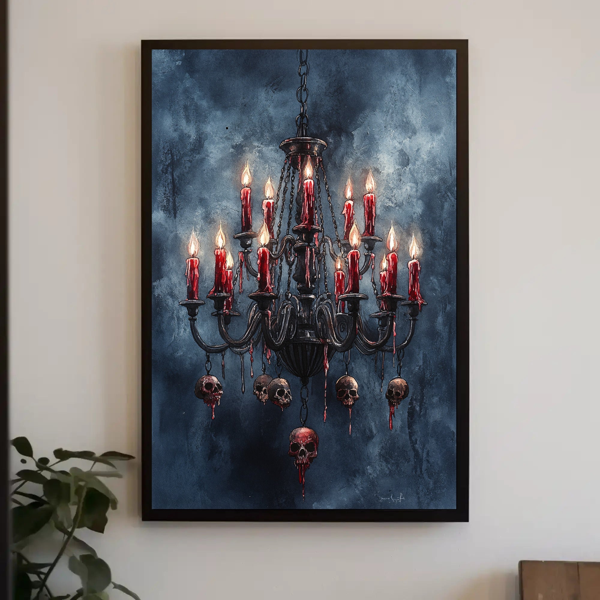 Gothic Chandelier Of Skulls Poster