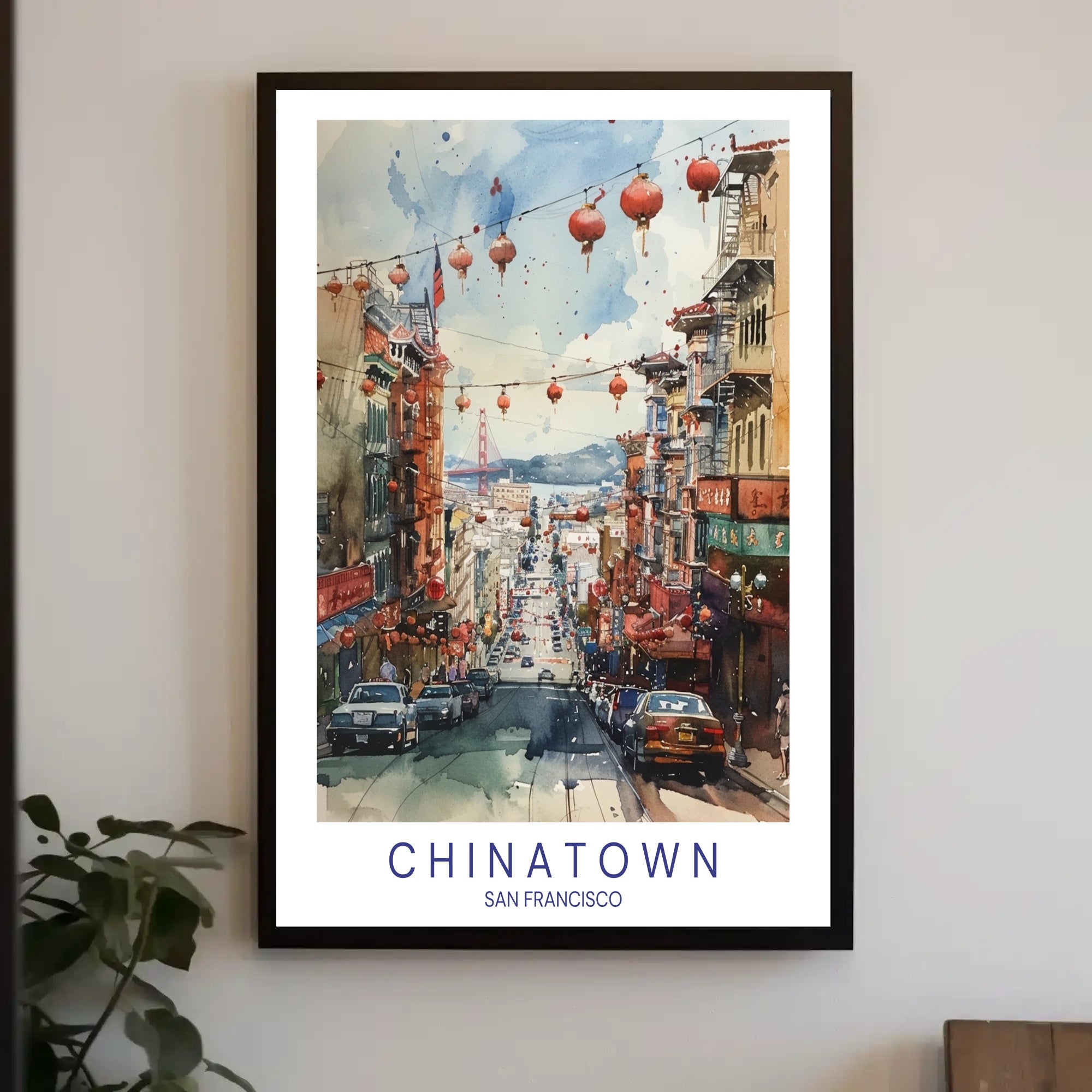 San Francisco Chinatown Watercolor Urban or Cityscape Poster PosterGoat