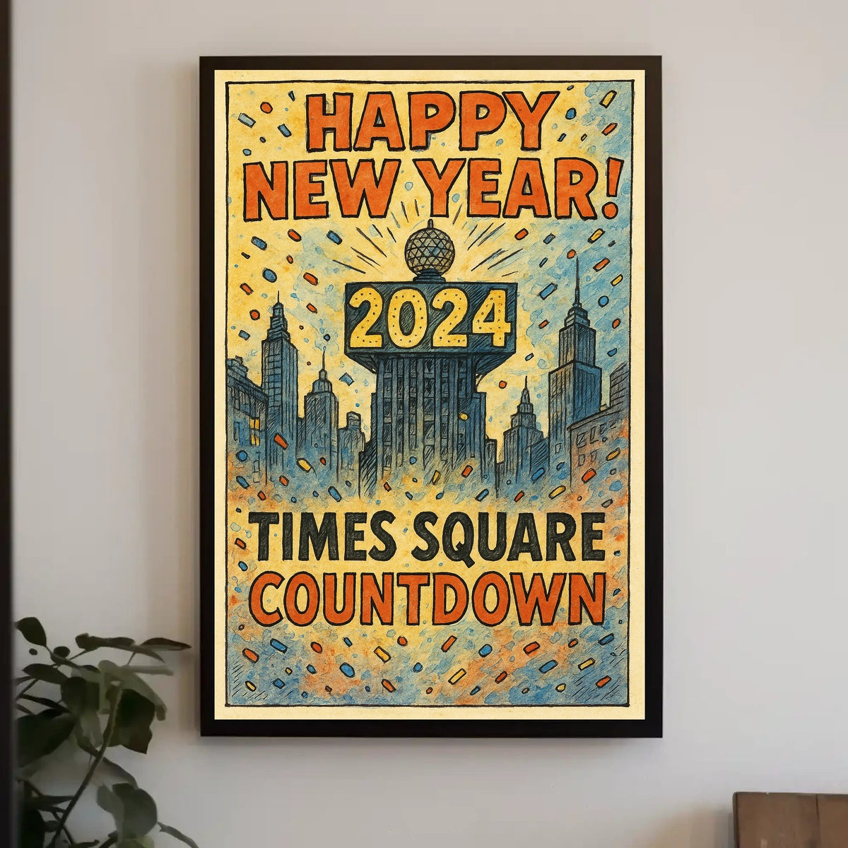 Happy New Year 2024 Times Square Countdown Poster