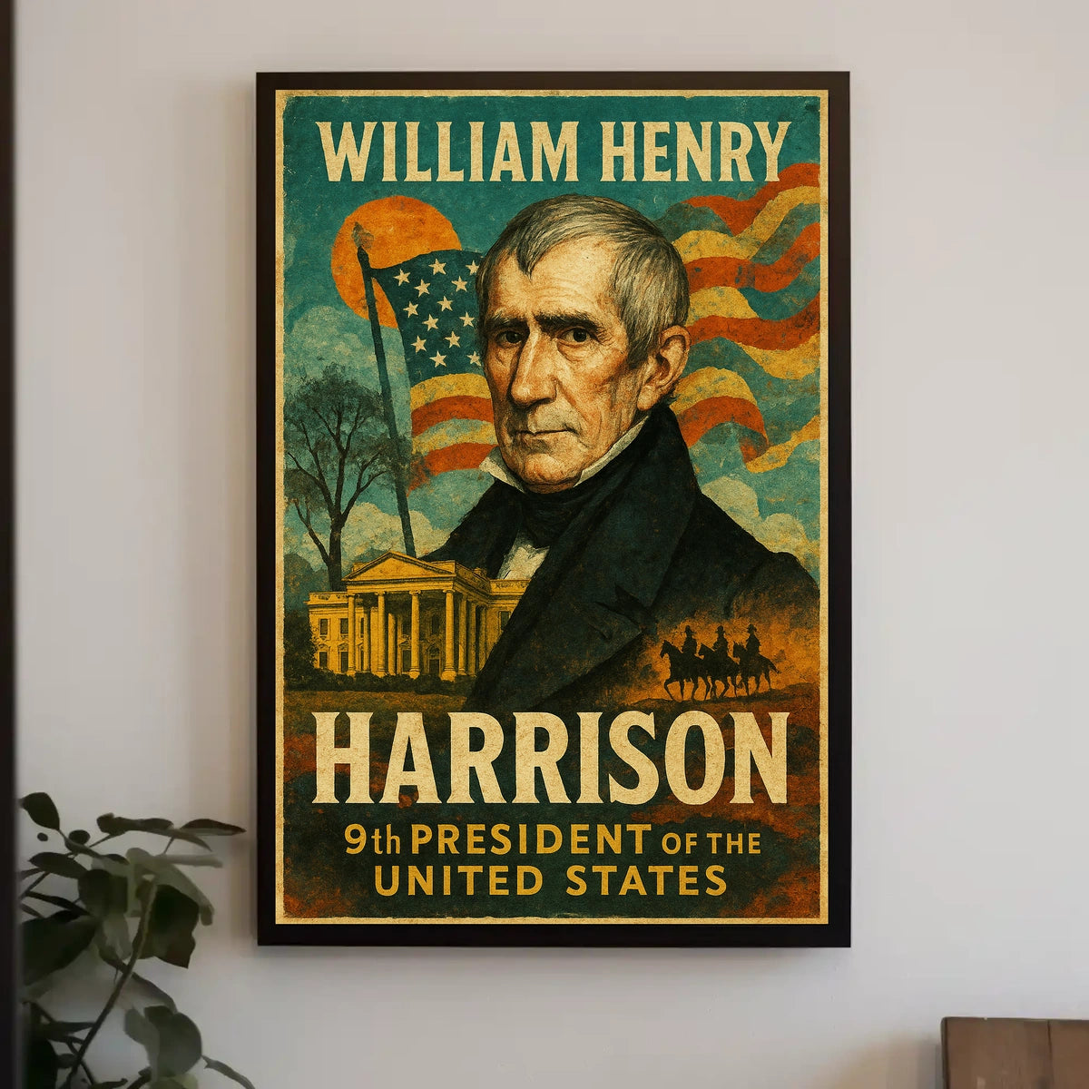 William Henry Harrison 9th President of the United States Layered Digital Collage Poster