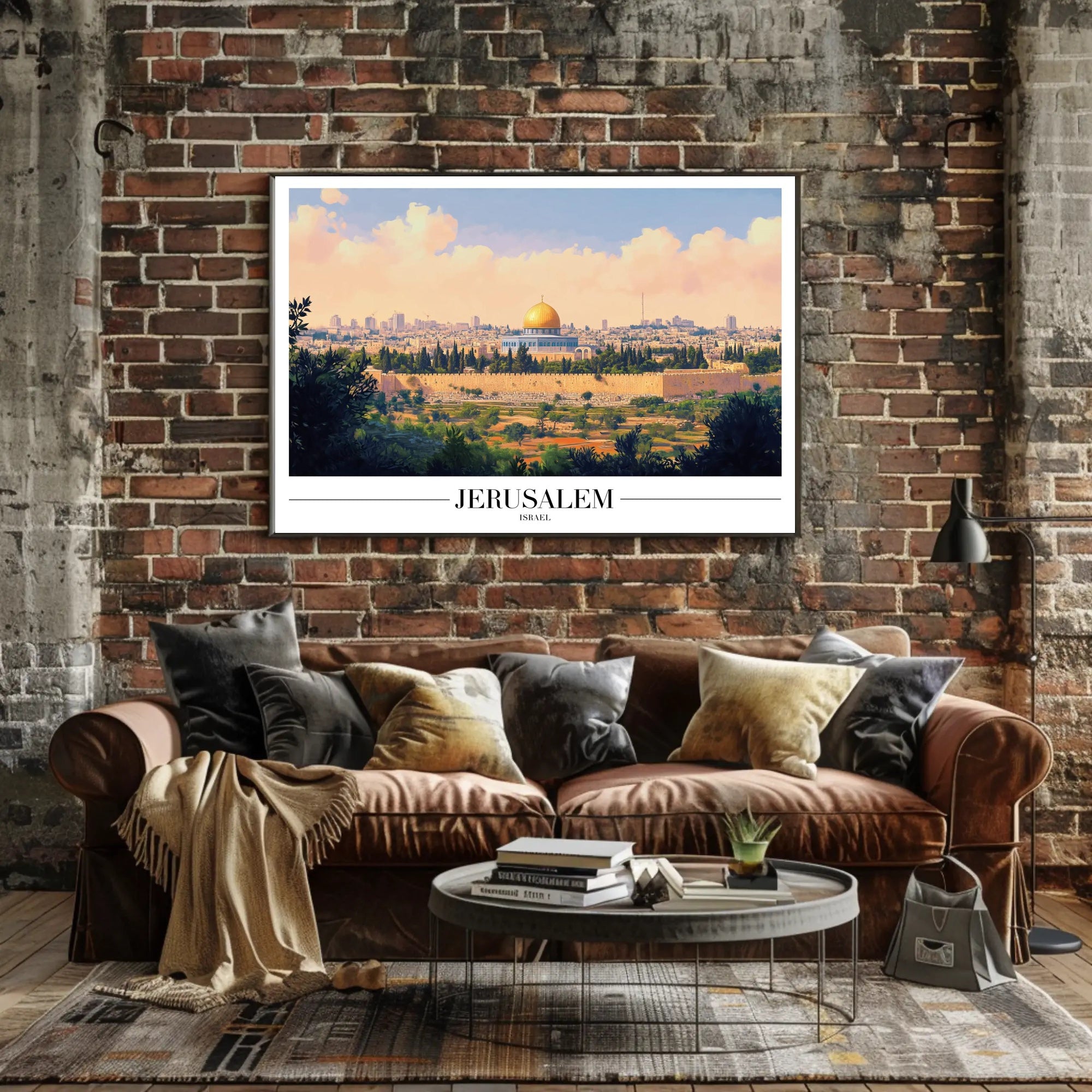 Jerusalem Skyline with Dome of the Rock Cityscape Poster