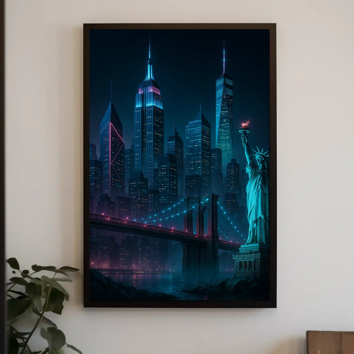 Futuristic New York Cityscape Poster Modern Wall Art