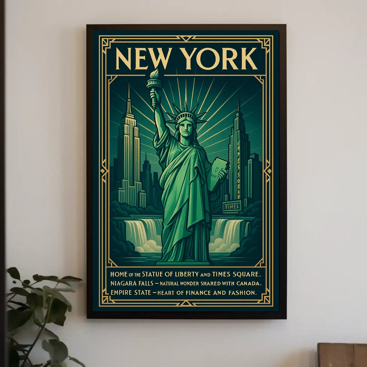 New York City Poster Vintage Travel Landmark Wall Art
