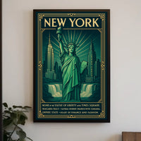 New York City Poster Vintage Travel Landmark Wall Art