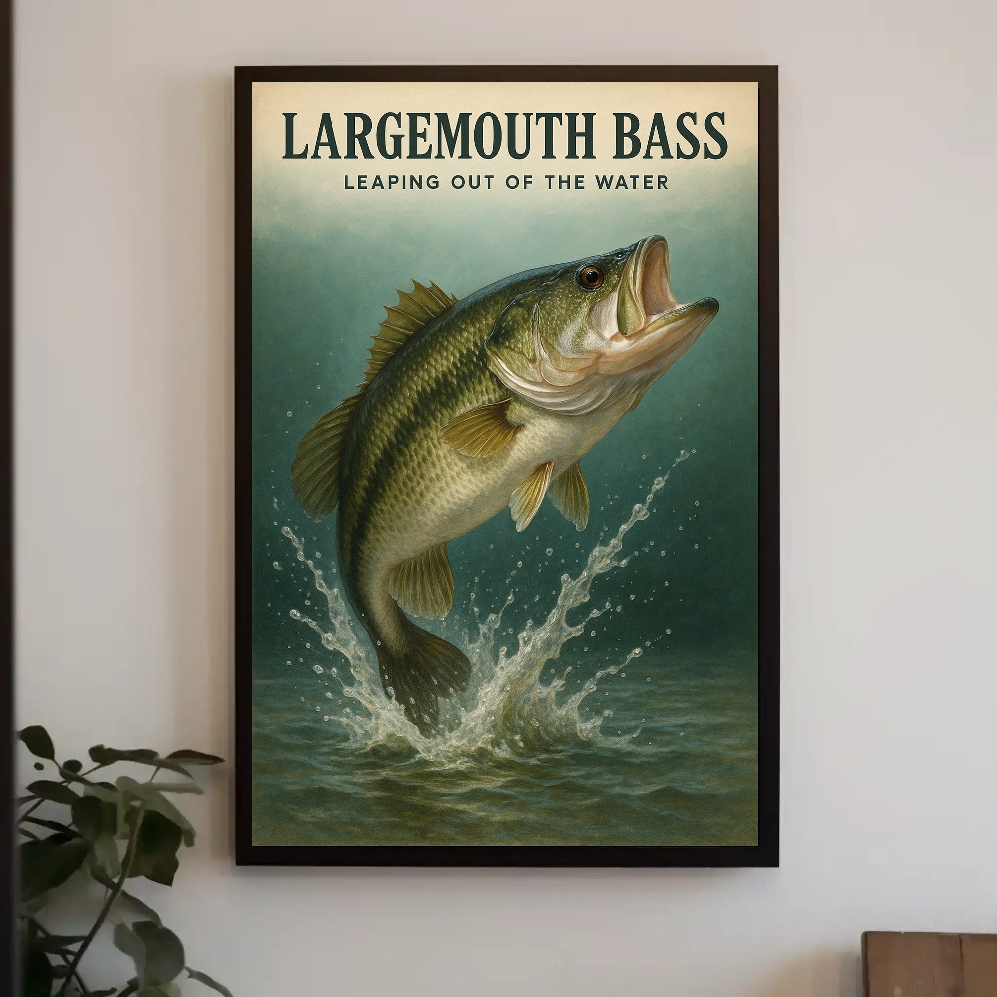 Largemouth Bass Leaping Out of the Water Poster PosterGoat