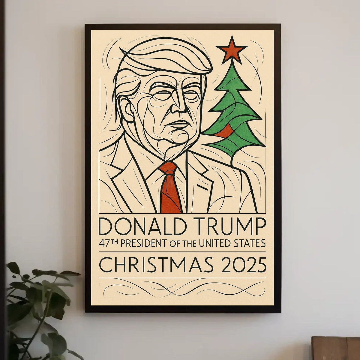 Trump Presidential Christmas 2025 Minimalist Political Propaganda Poster