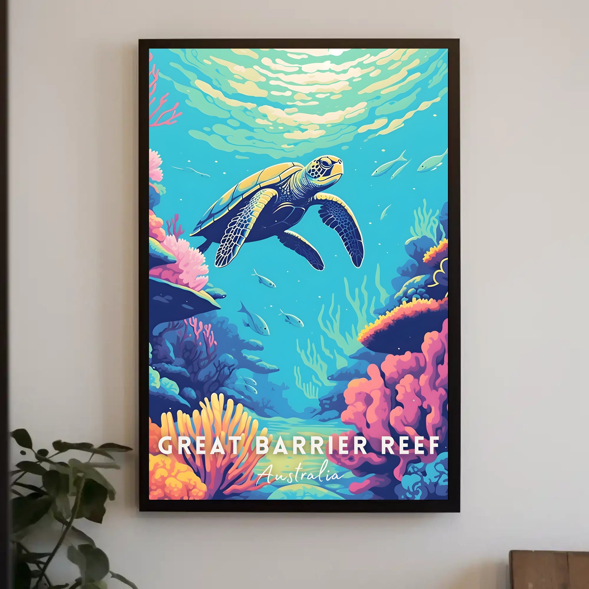Underwater Sea Turtle: Vibrant Animal Poster