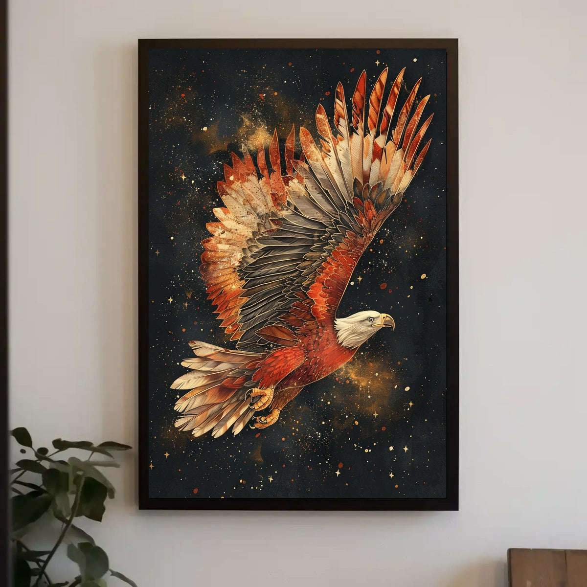 Majestic Cosmic Eagle in Flight Art Poster