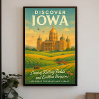 Discover Iowa Land of Rolling Fields Poster