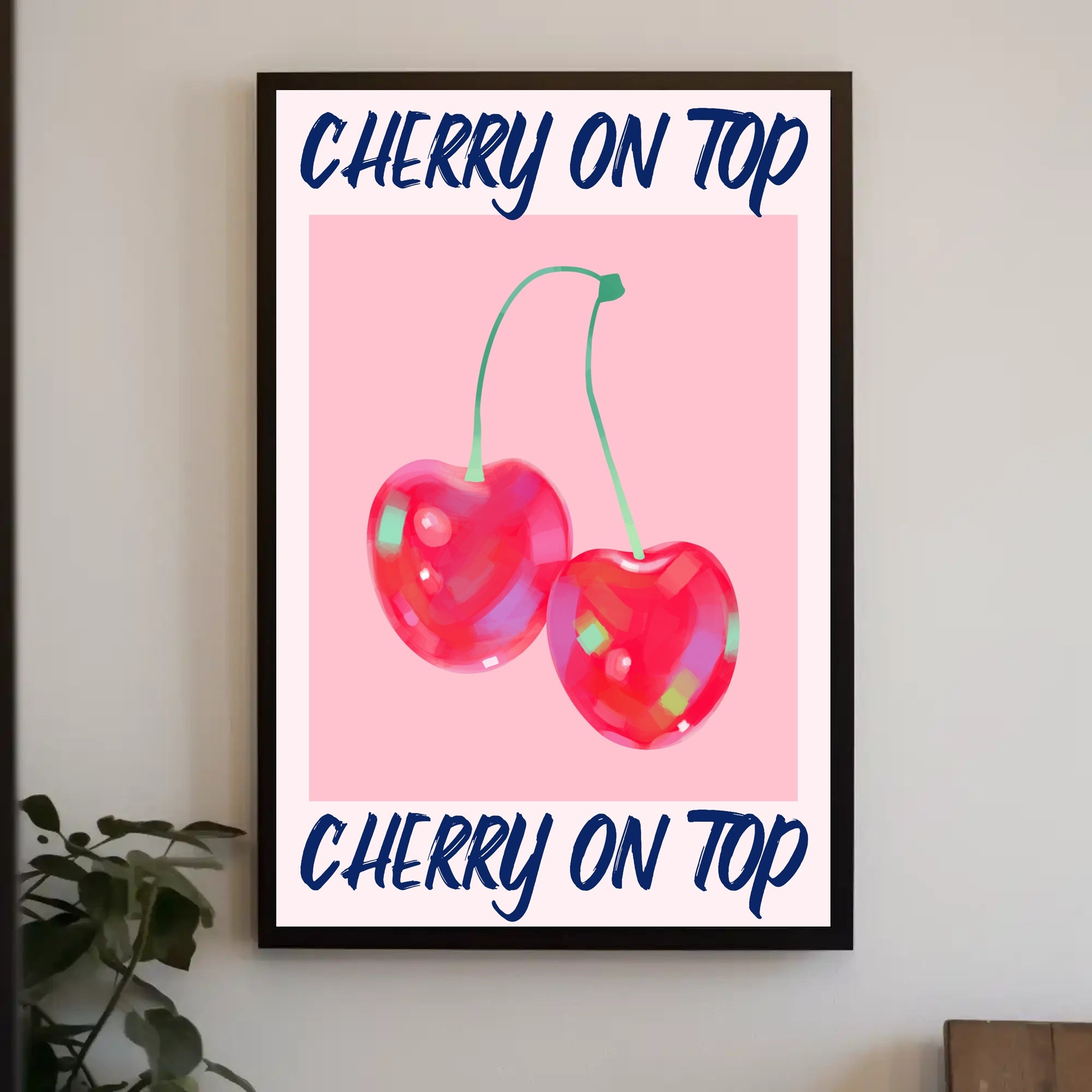 Cherry Delight: Vibrant Abstract Art Piece - Artistic Poster PosterGoat