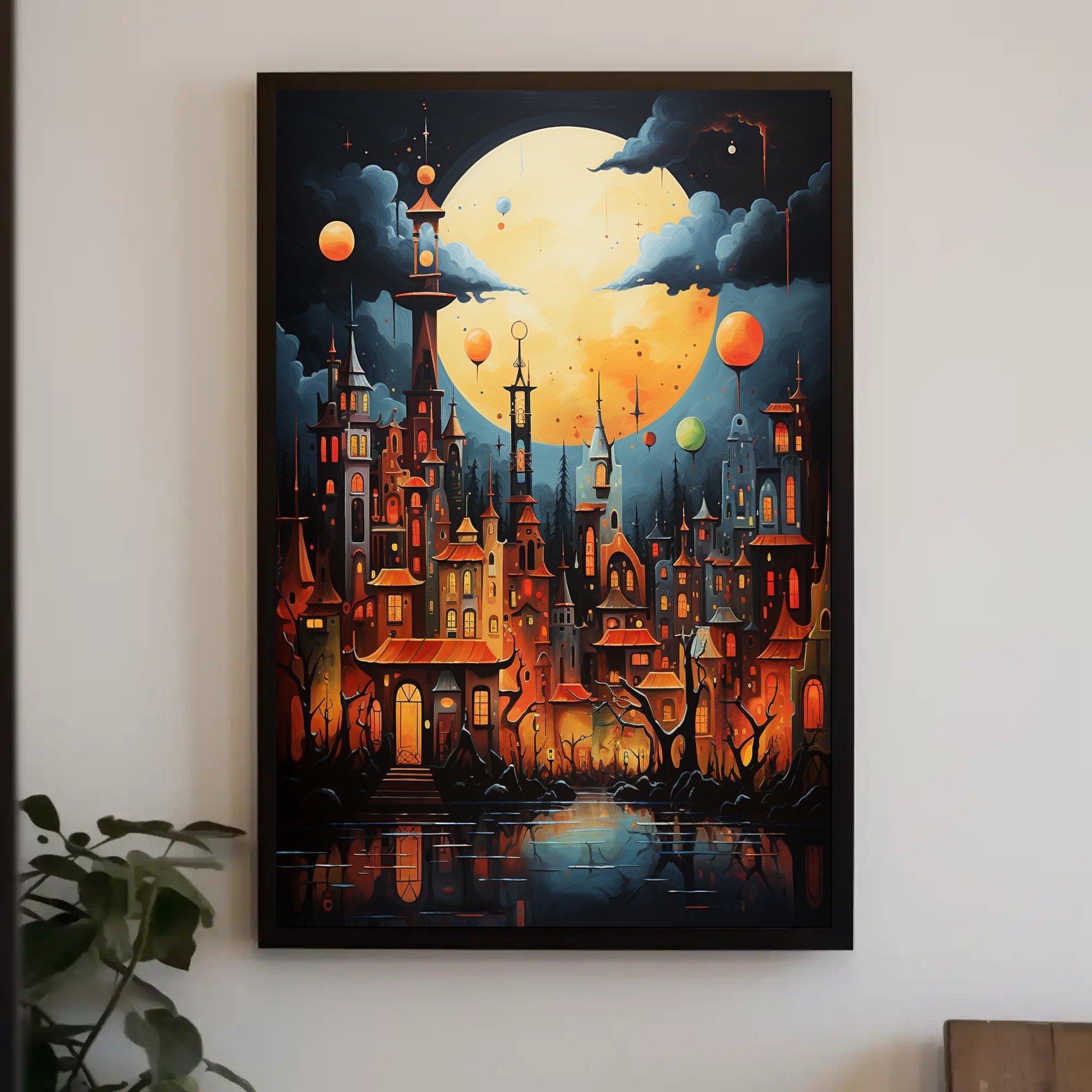 Enchanted Moonlit Cityscape Poster