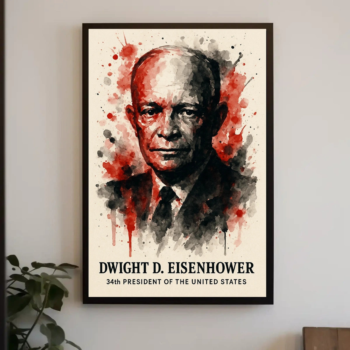 Eisenhower Watercolor Art, Presidential History Poster