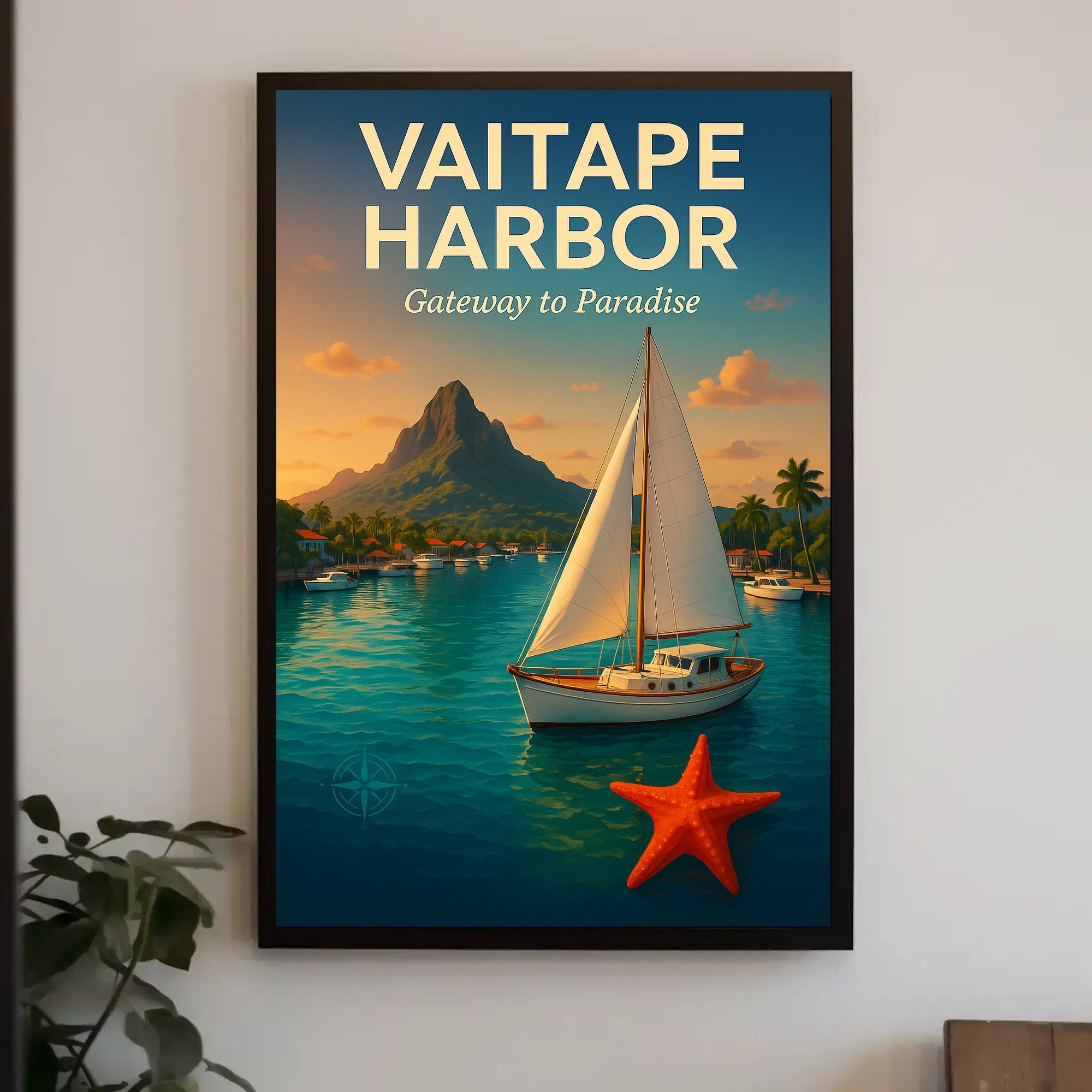 Vaitape Harbor Tropical Escape Travel Poster PosterGoat