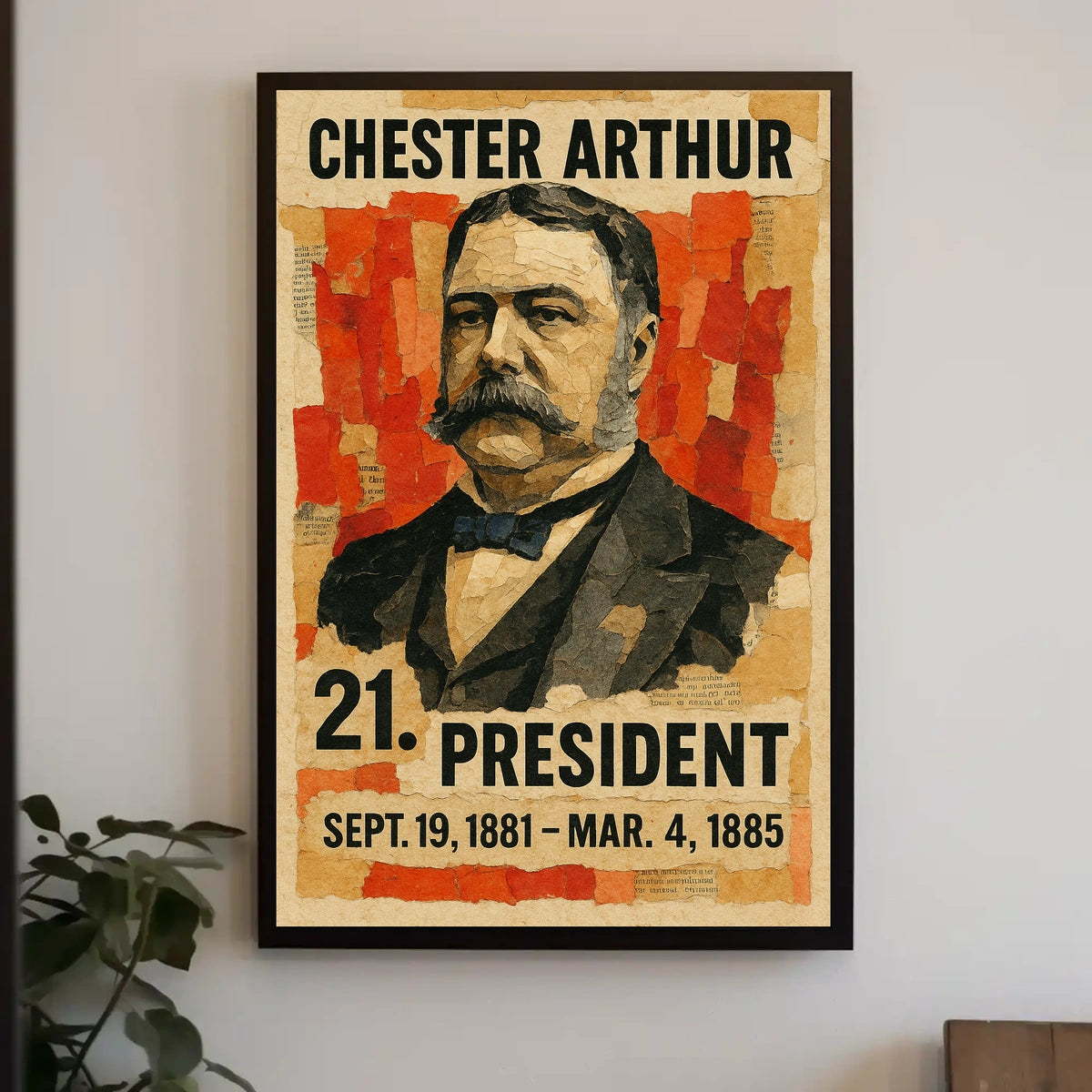 Chester A. Arthur 21st President of the United States Layered paper Collage Poster