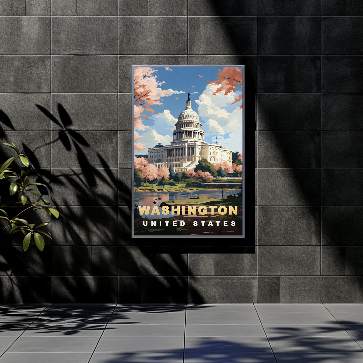 Washington DC United States Capitol Spring Vintage Travel Poster