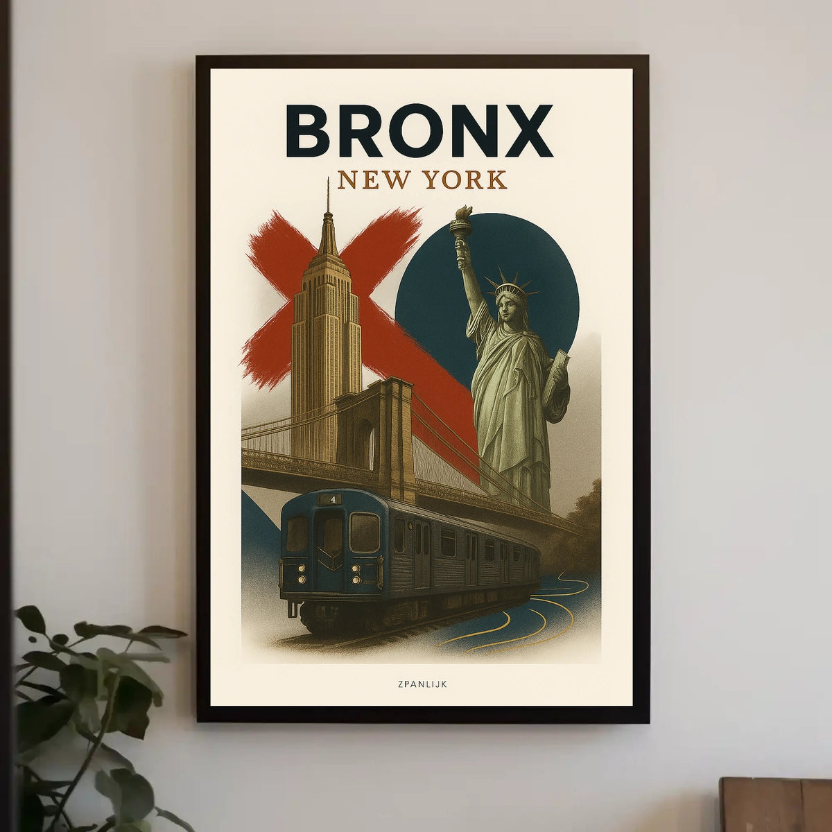 New York City Bronx Cityscape Poster Vintage Wall Art