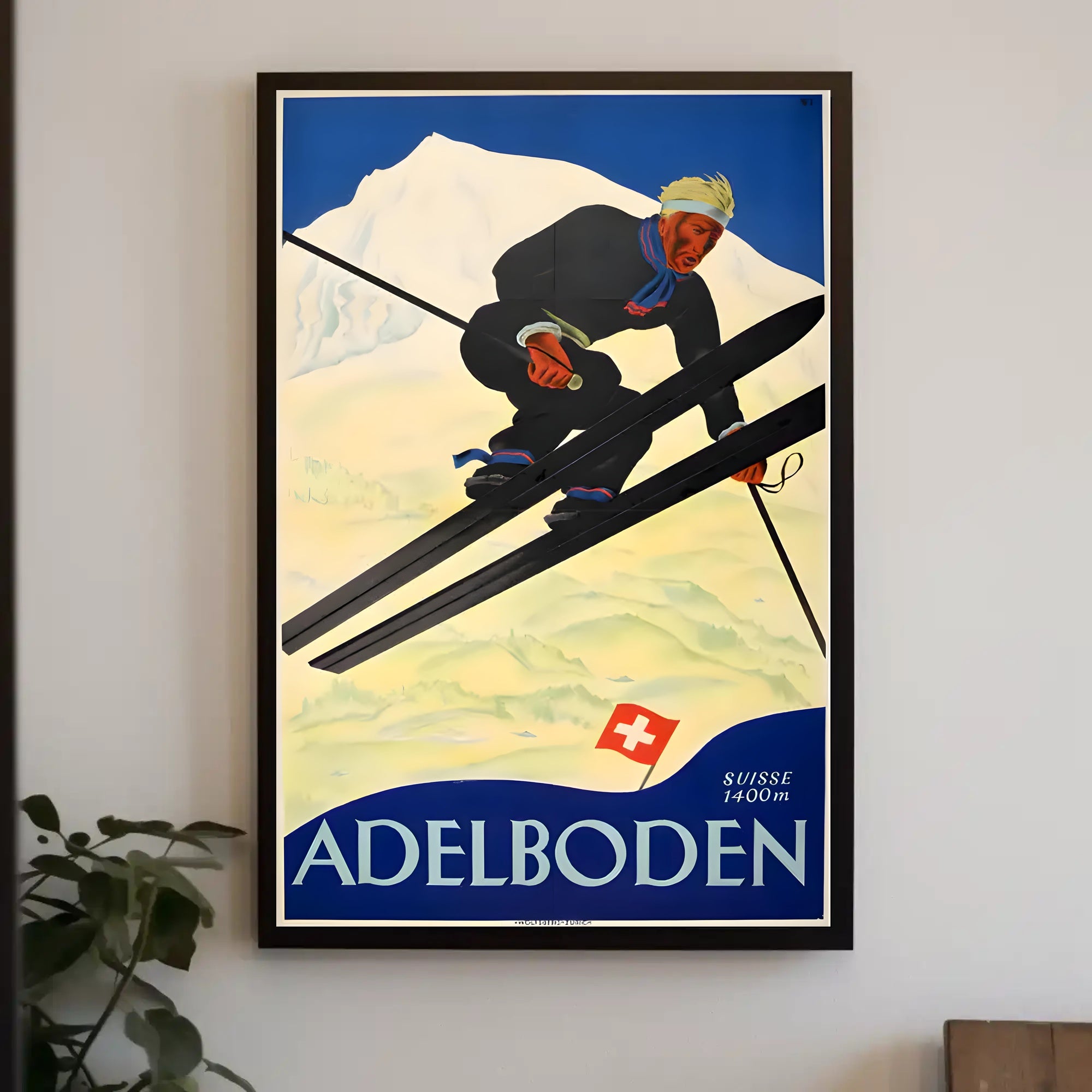 Swiss Alps Ski Adventure: Vintage Travel Poster PosterGoat