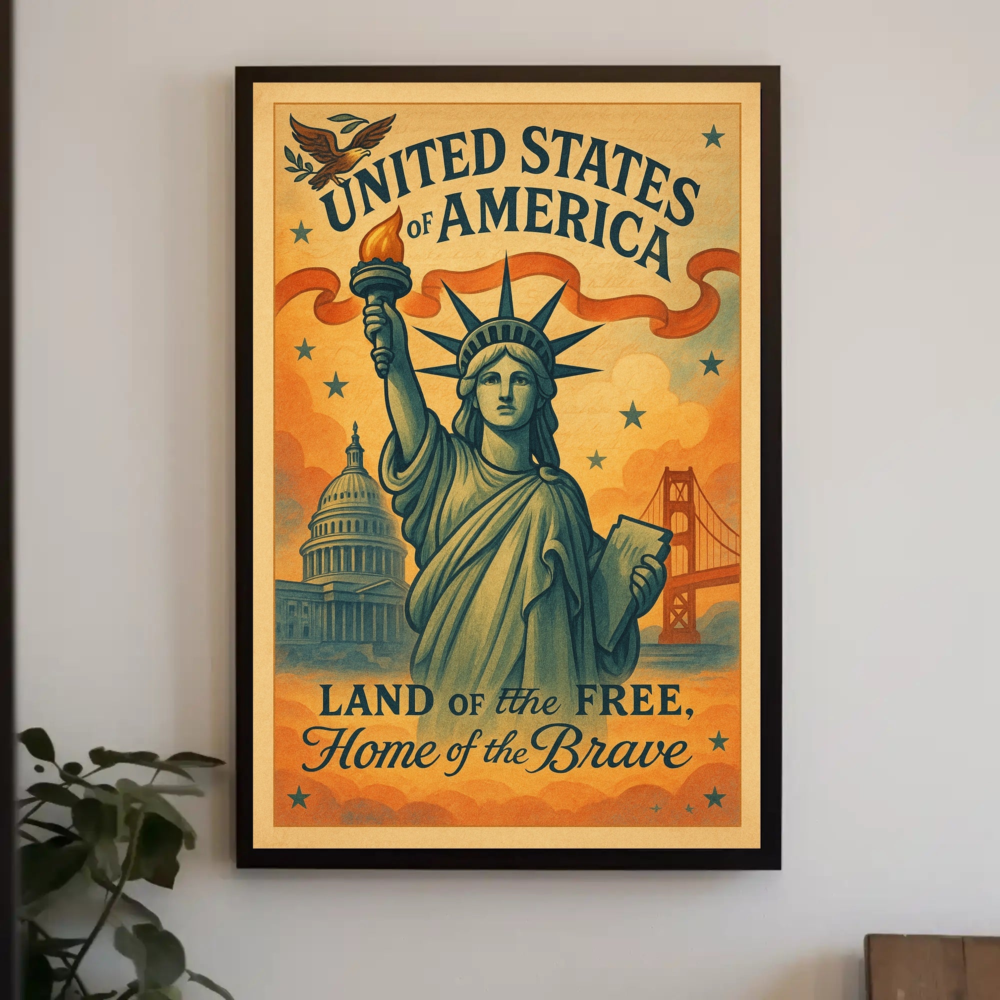 United States of America Land of the Free Poster PosterGoat