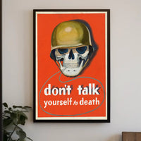 Skull with Military Helmet WWII Era Propaganda Poster