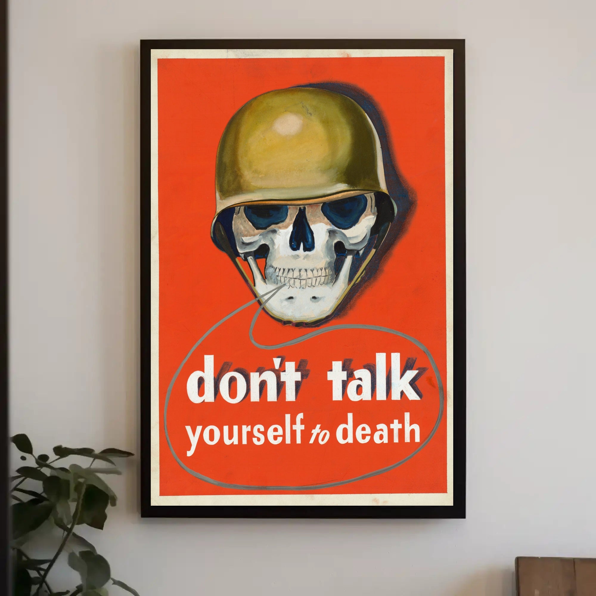 Skull with Military Helmet WWII Era Propaganda Poster