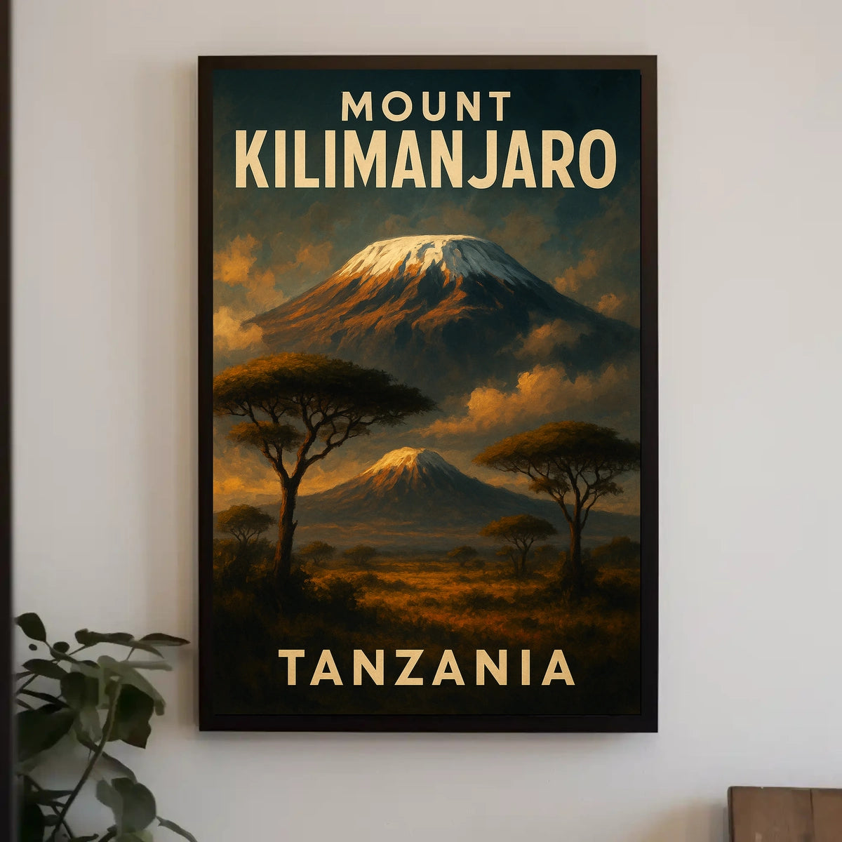 Kilimanjaro Majestic Vintage Travel Painterly Watercolor Nostalgic African Landscape Poster