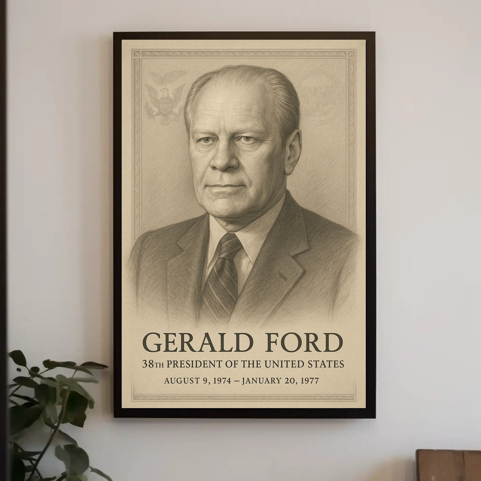 Gerald Ford 38th President Sketch Poster Art Print PosterGoat