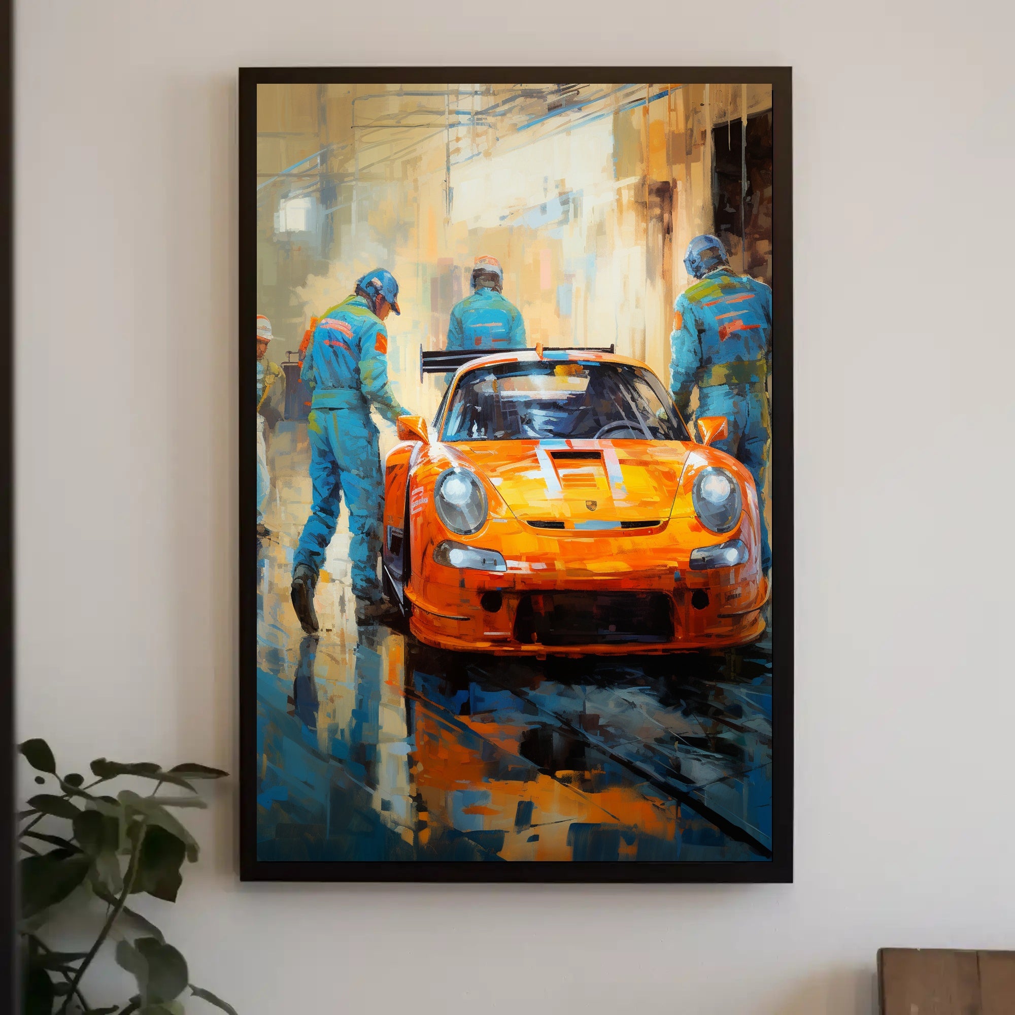 Racing Team In Action Poster PosterGoat