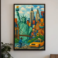 Iconic New York City Mosaic Art Poster Abstract Wall Art