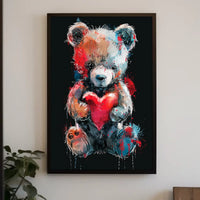 Heartfelt Colors Whimsical Teddy Bear Art Poster