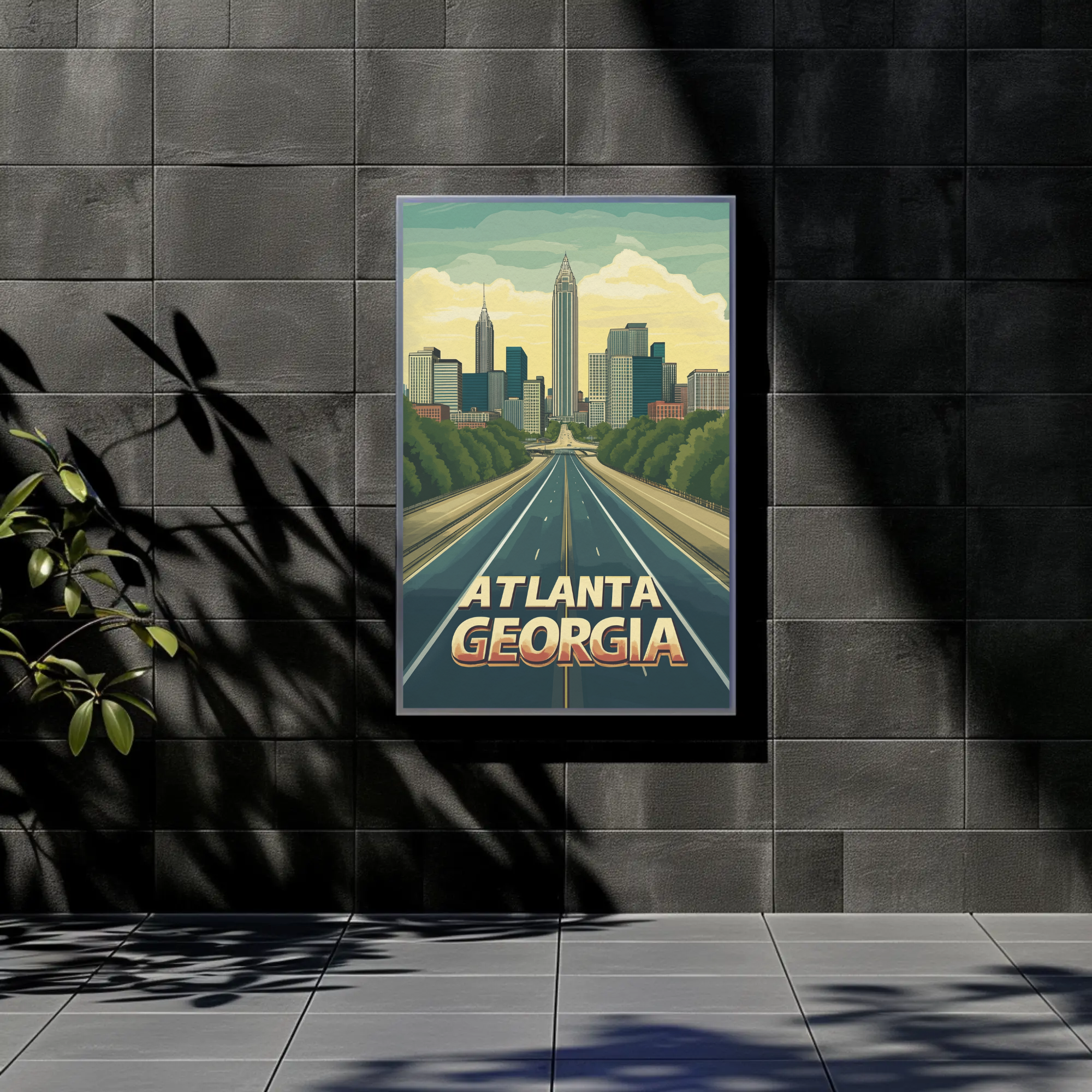 Vintage Travel Poster - Atlanta Georgia Skyline Day