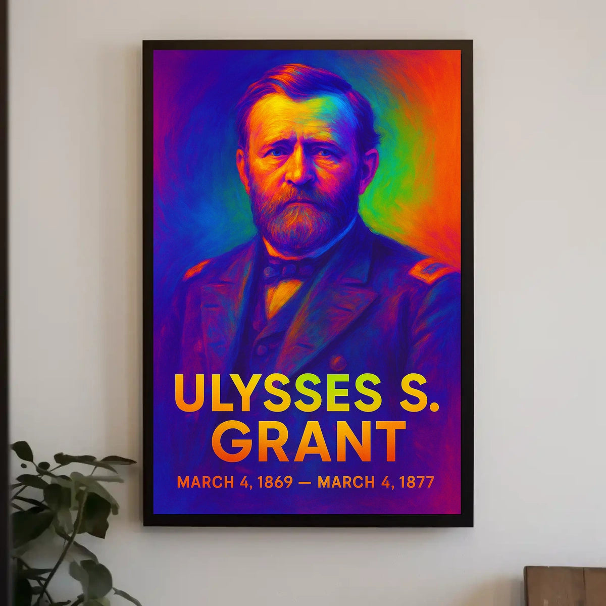 Ulysses S. Grant 18th President of the United States Neon Gradient Overlay Poster