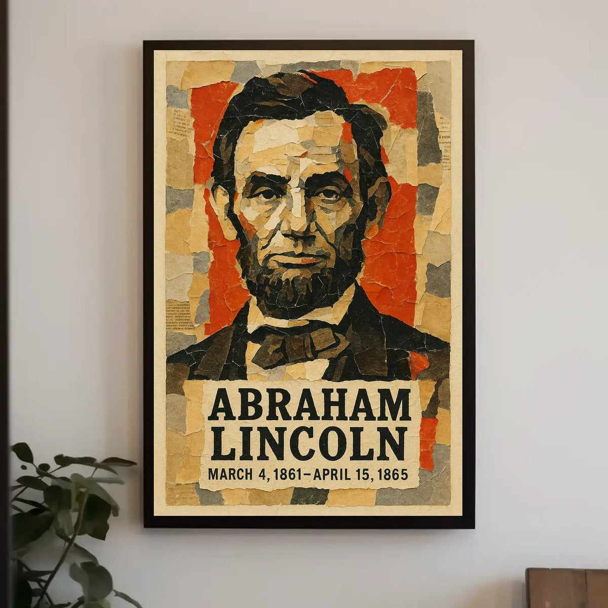 Abraham Lincoln 16th President of the United States Layered paper Collage Poster