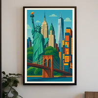 Iconic New York City Poster Vibrant Skyline Urban Decor